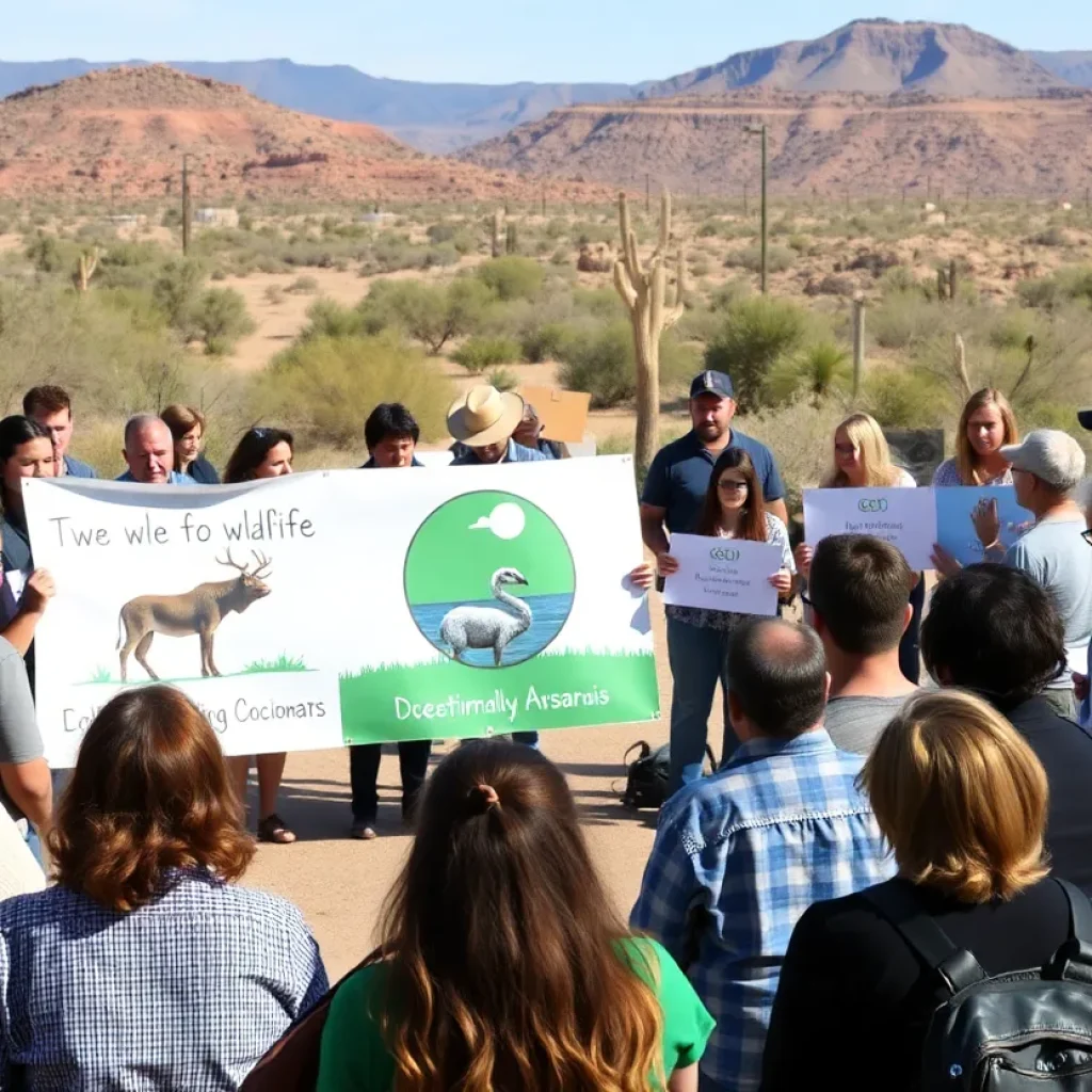 Public meeting attendees discussing Las Vegas airport environmental issues