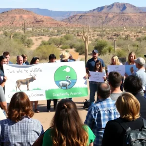 Public meeting attendees discussing Las Vegas airport environmental issues