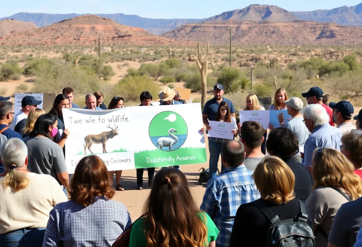 Public meeting attendees discussing Las Vegas airport environmental issues