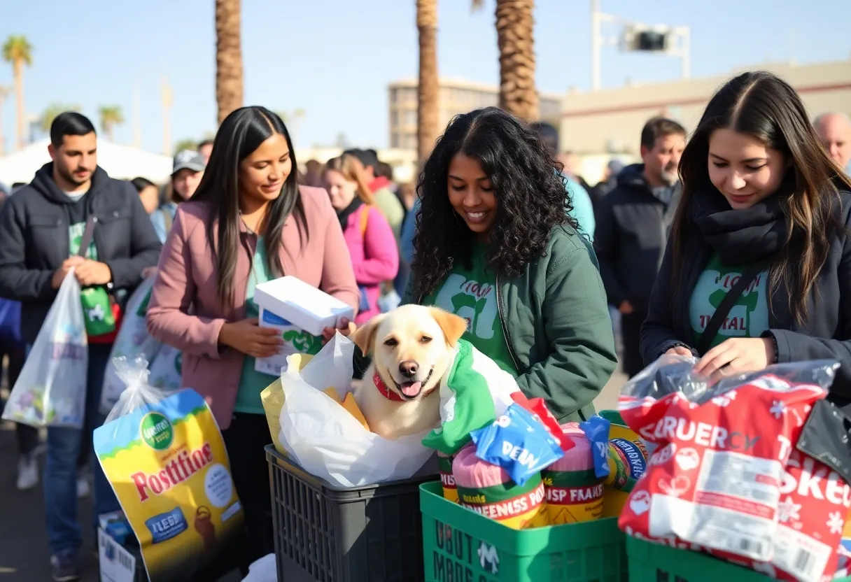 Community members donating pet supplies in Las Vegas