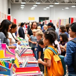 Families and educators gathering at a back-to-school fair in Las Vegas.