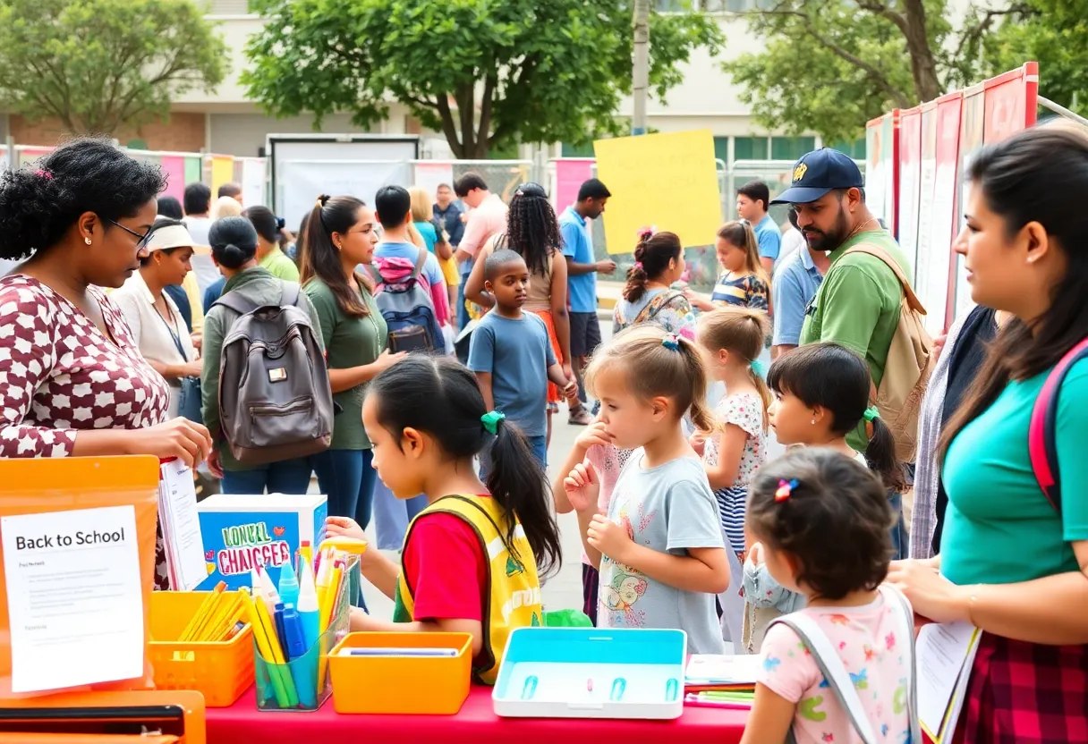 Families attending a back-to-school fair in Las Vegas