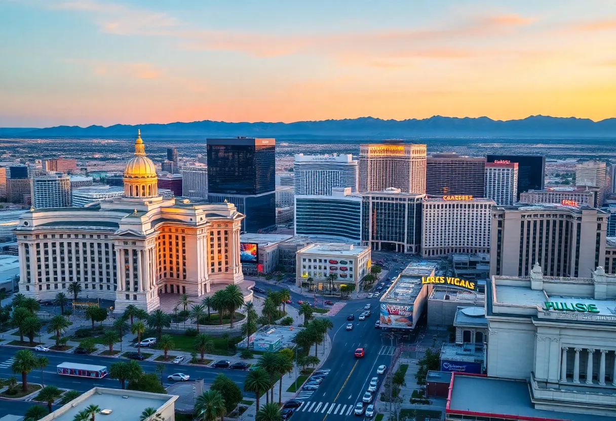 Las Vegas city landscape with government buildings