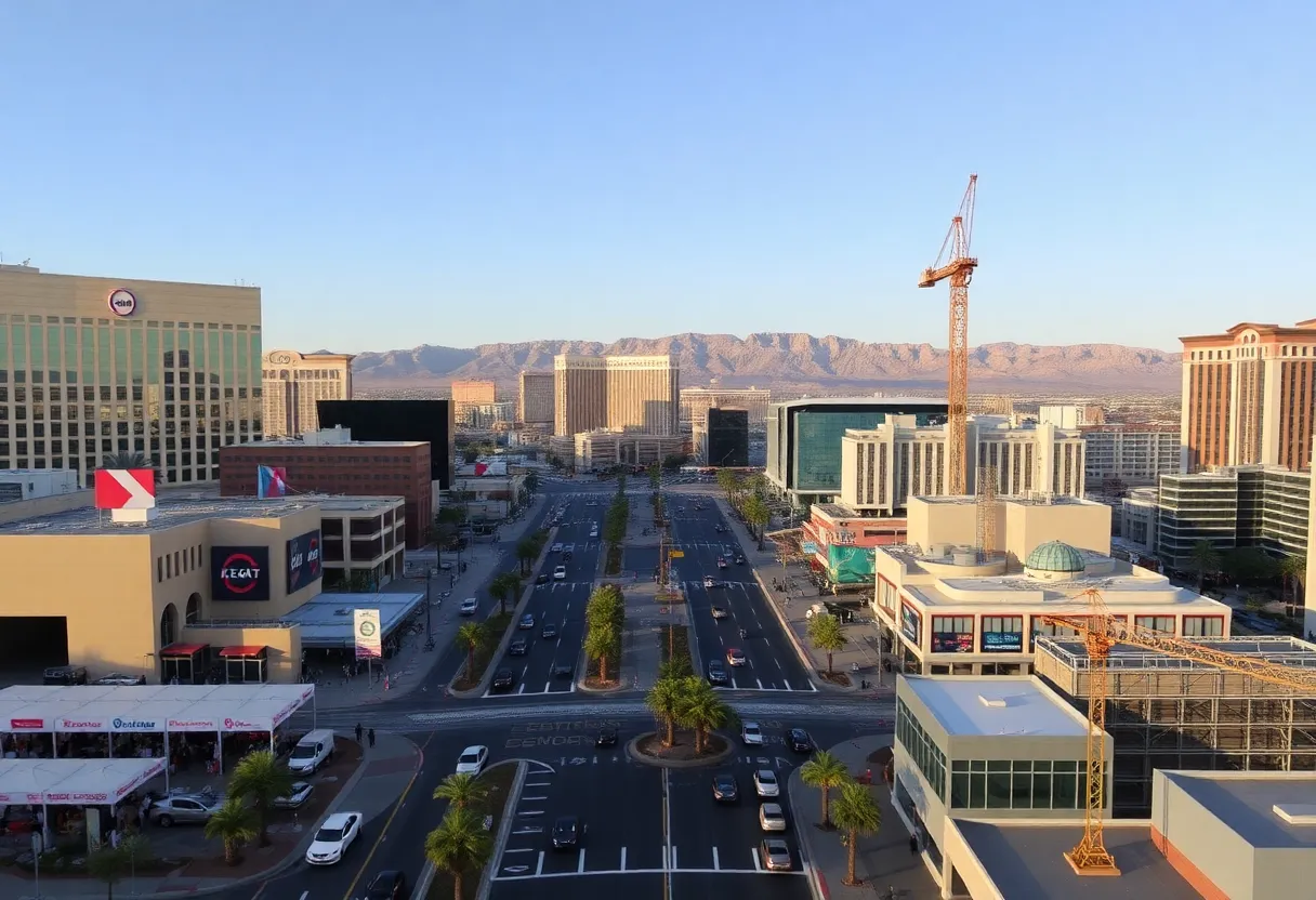Las Vegas cityscape with multiple events and activities