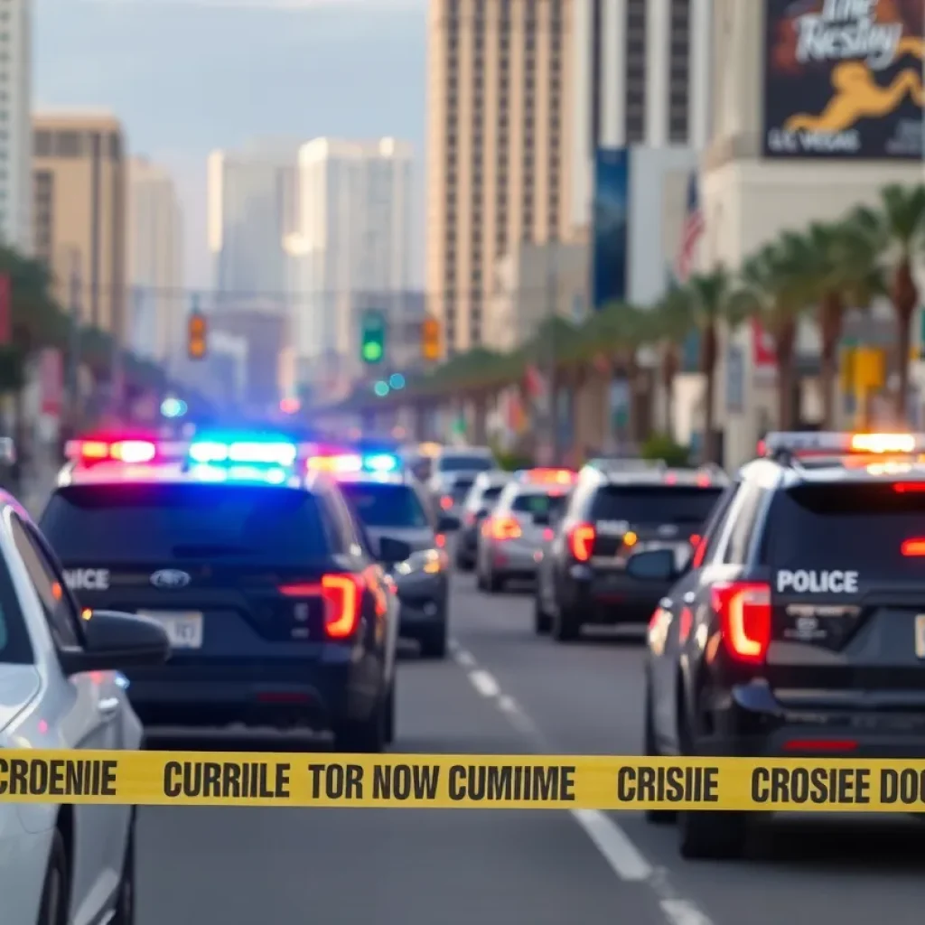 Police officers responding to a robbery in Las Vegas