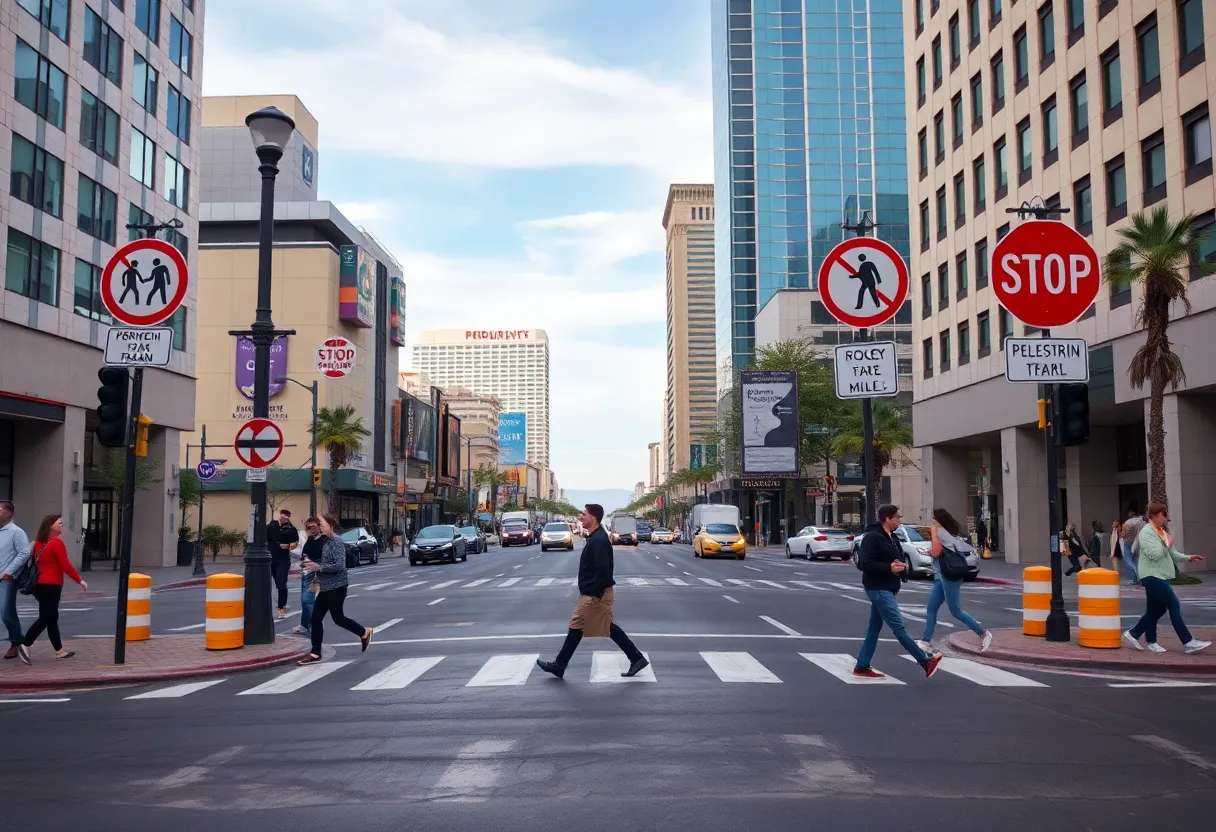 Safe pedestrian crossing at a busy Las Vegas crosswalk