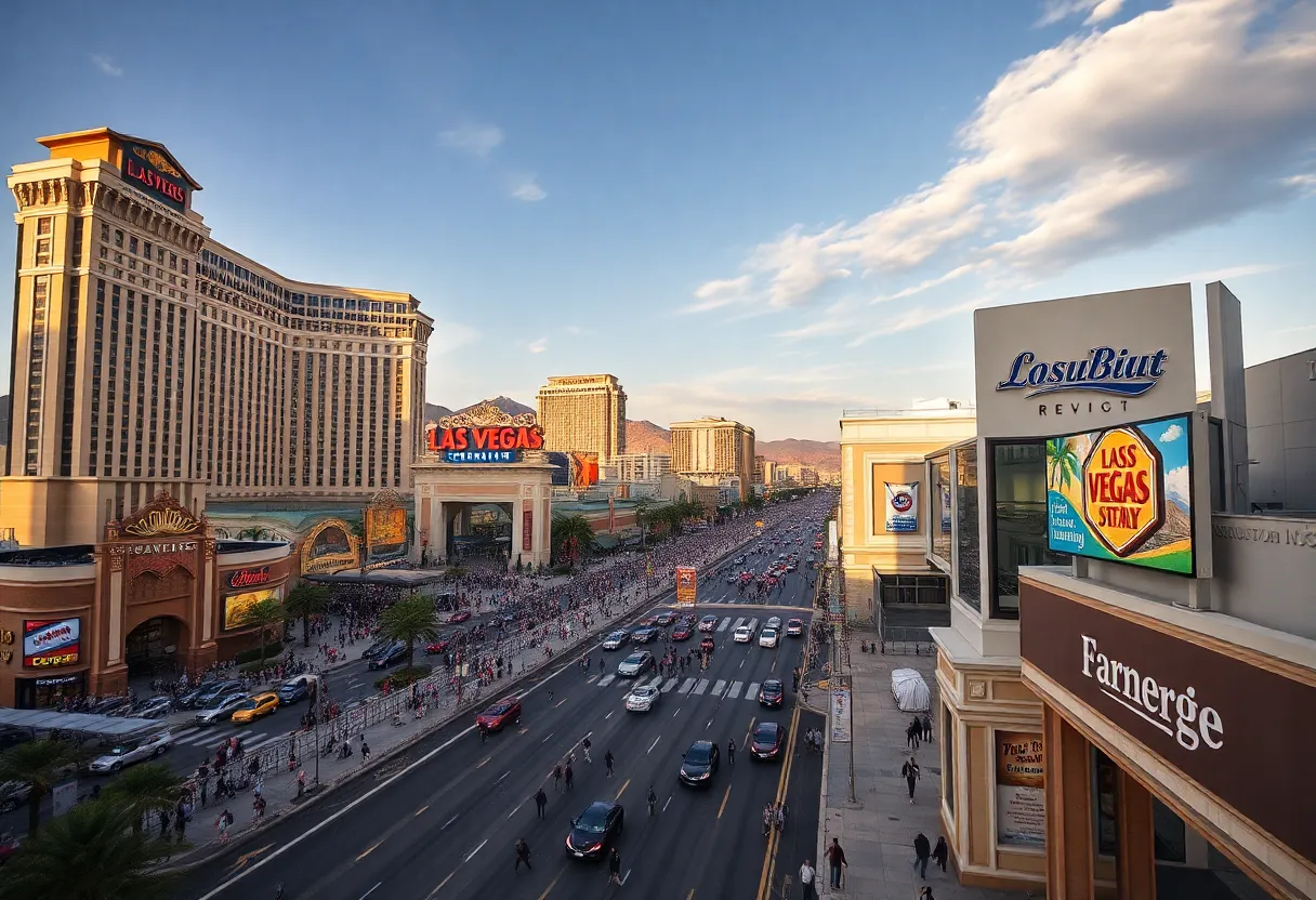 Panoramic view of Las Vegas showcasing both luxury and economic struggle