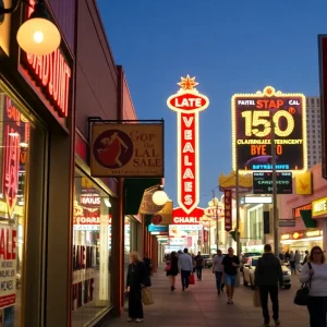 Las Vegas street with shops affected by tariffs