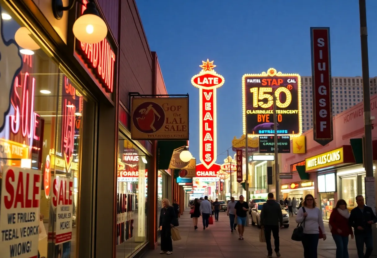 Las Vegas street with shops affected by tariffs
