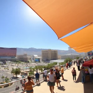Hazy sky over Las Vegas during extreme heat wave
