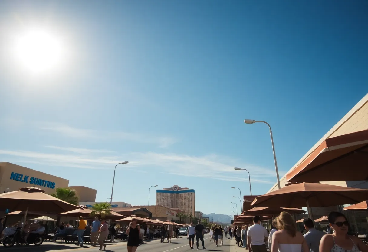 Hazy sky over Las Vegas during extreme heat wave