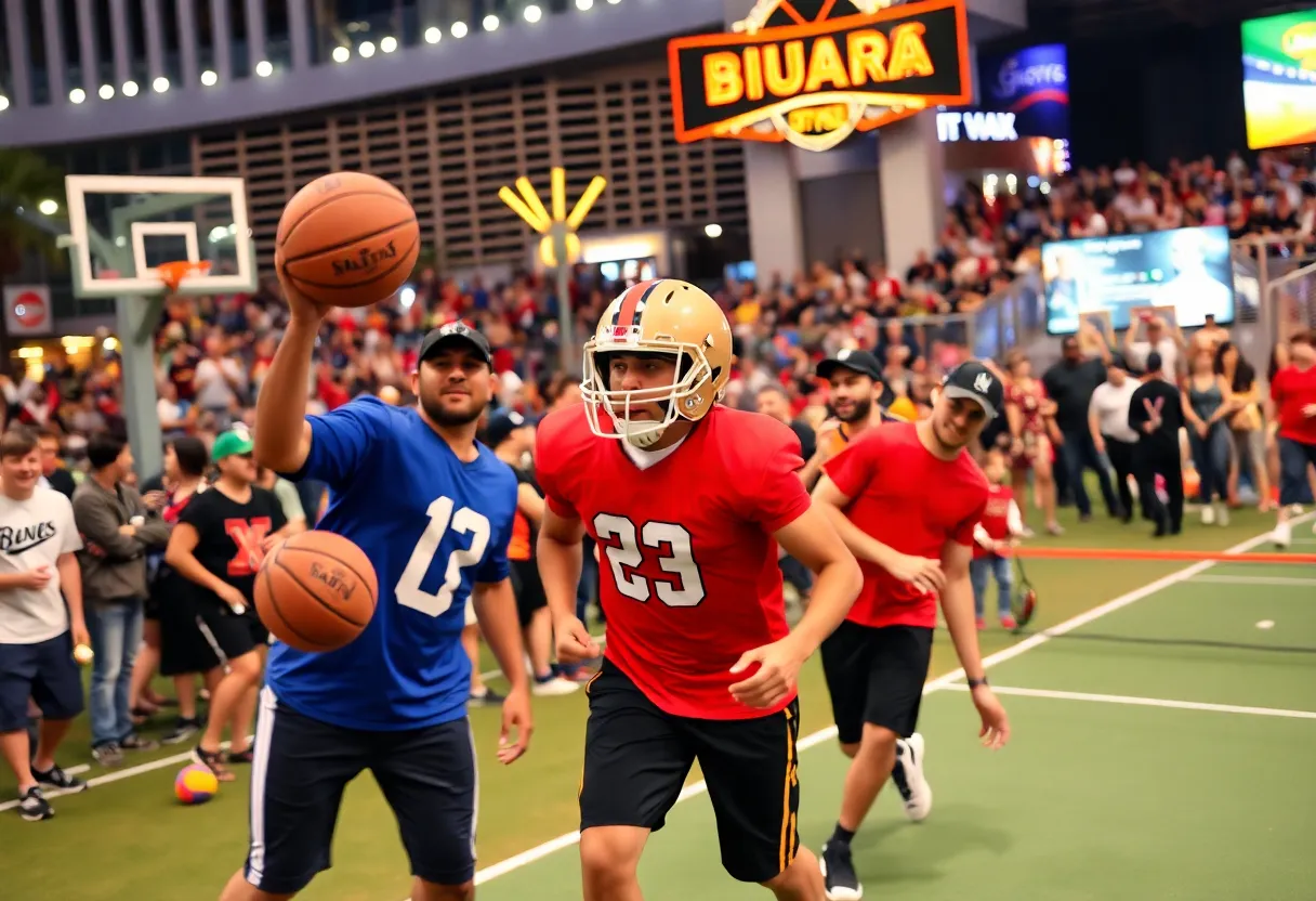 Crowd enjoying various sports events in Las Vegas during the fall season.