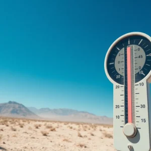 Desert landscape in Las Vegas depicting extreme heat conditions