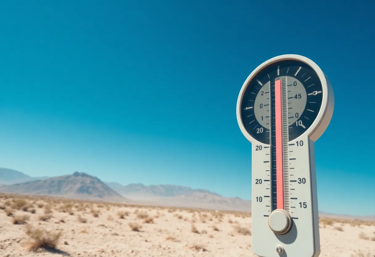 Desert landscape in Las Vegas depicting extreme heat conditions