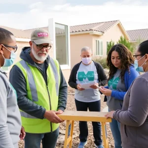 Homeowners in Las Vegas receiving assistance for home repairs.