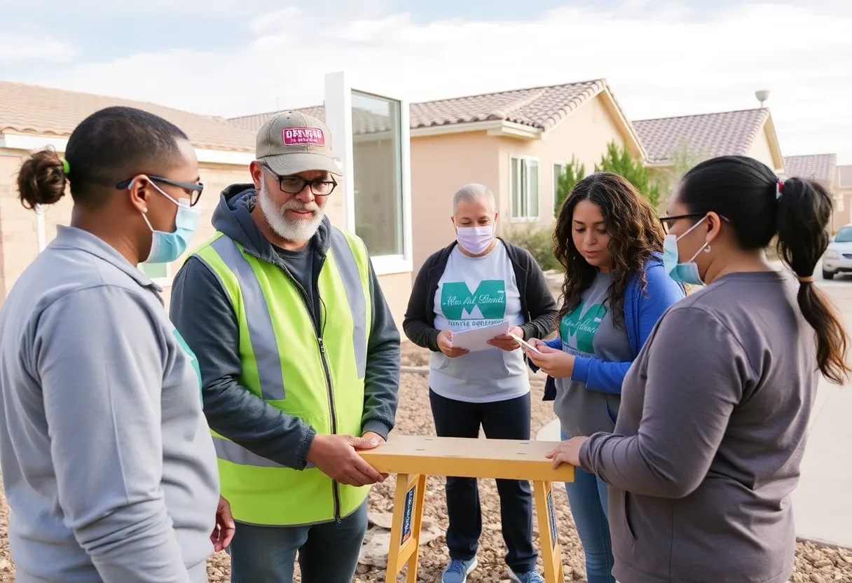 Homeowners in Las Vegas receiving assistance for home repairs.