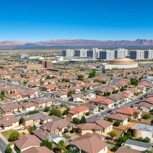 Panoramic view of Las Vegas neighborhoods affected by mortgage defaults