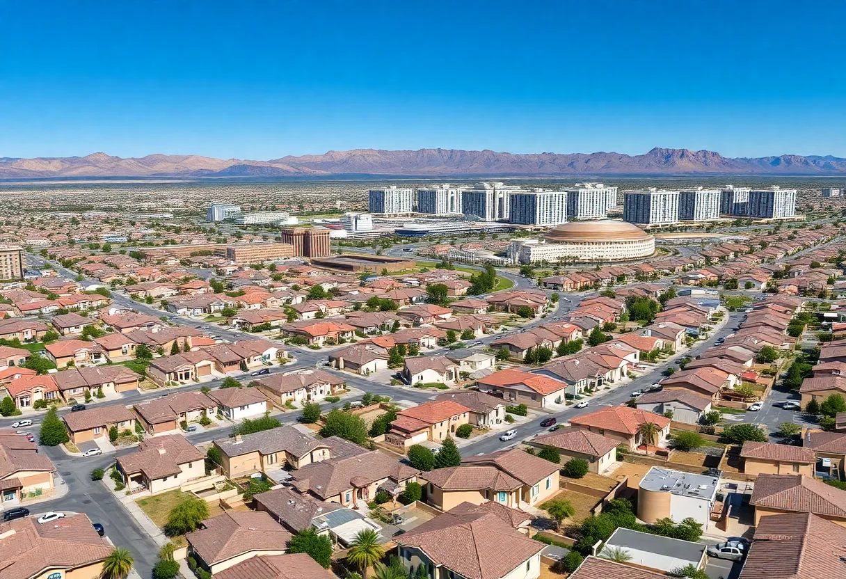 Panoramic view of Las Vegas neighborhoods affected by mortgage defaults