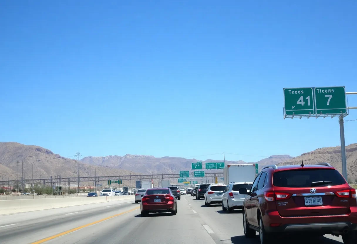 Traffic congestion on I-215 in Las Vegas during Memorial Day weekend