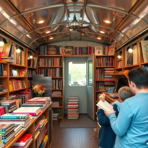 Mobile bookstore trailer filled with books in Las Vegas