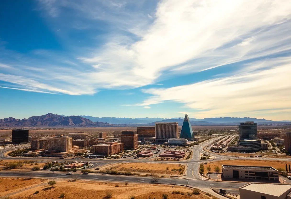Dry desert landscape of Las Vegas during monsoon season