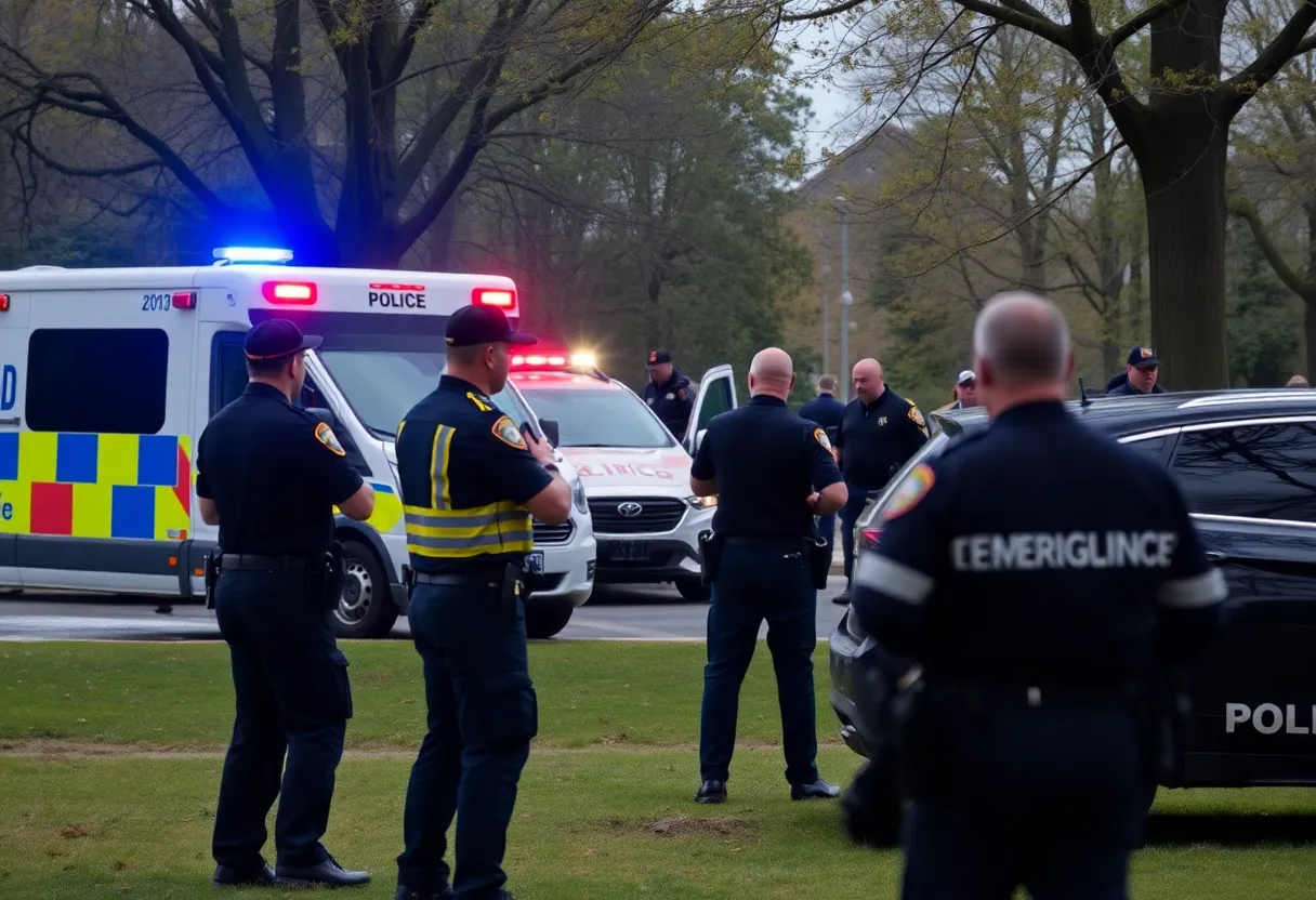 Emergency responders at a Las Vegas park after a violent incident