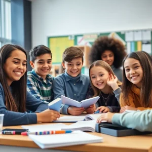 Students in a modern classroom in Las Vegas private K-12 school.