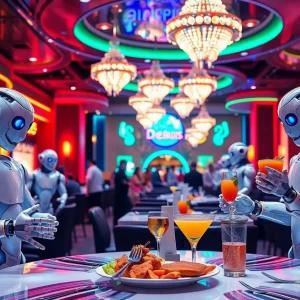 Robots serving food in a Las Vegas restaurant