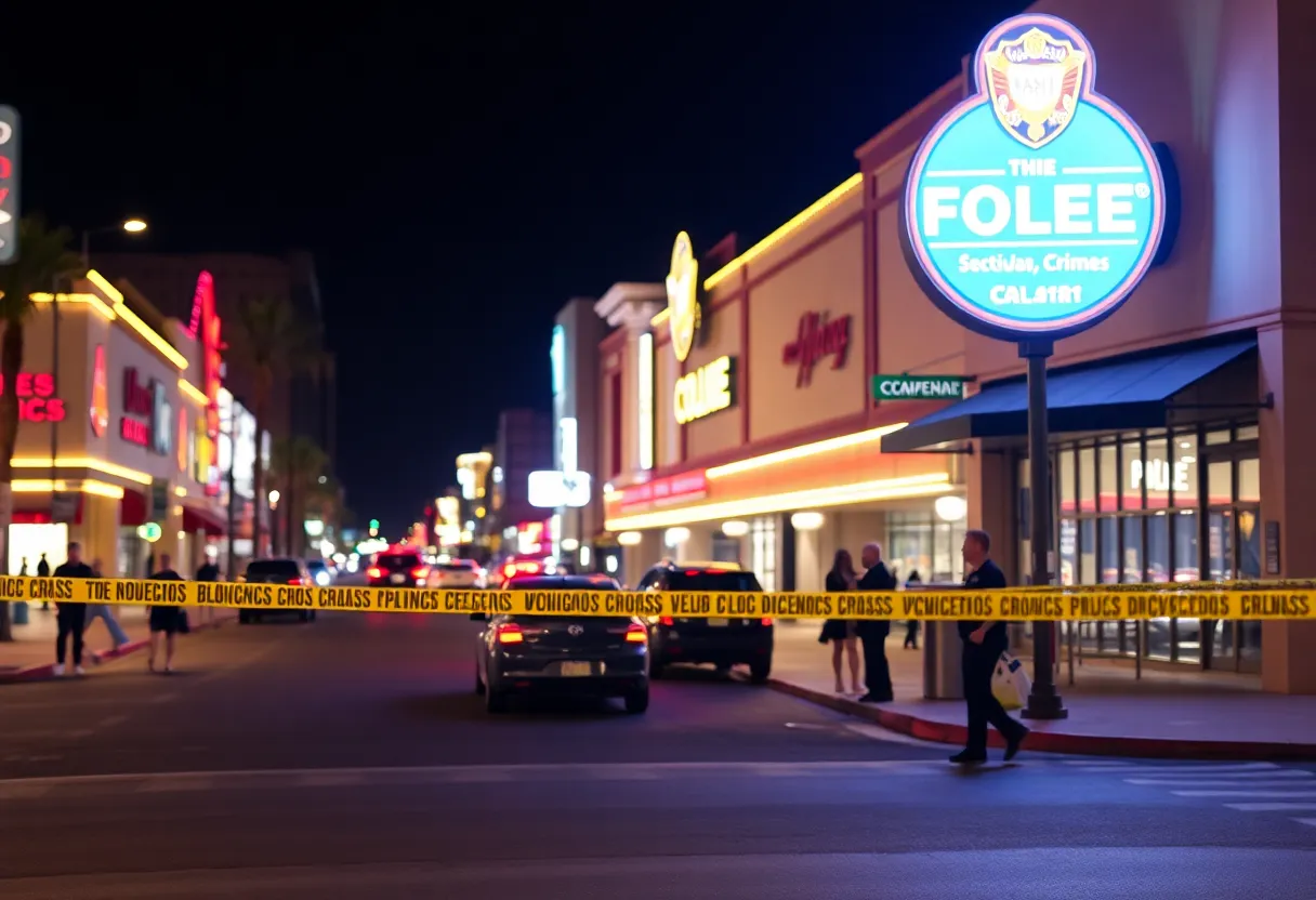 Police investigating a robbery scene in Las Vegas.