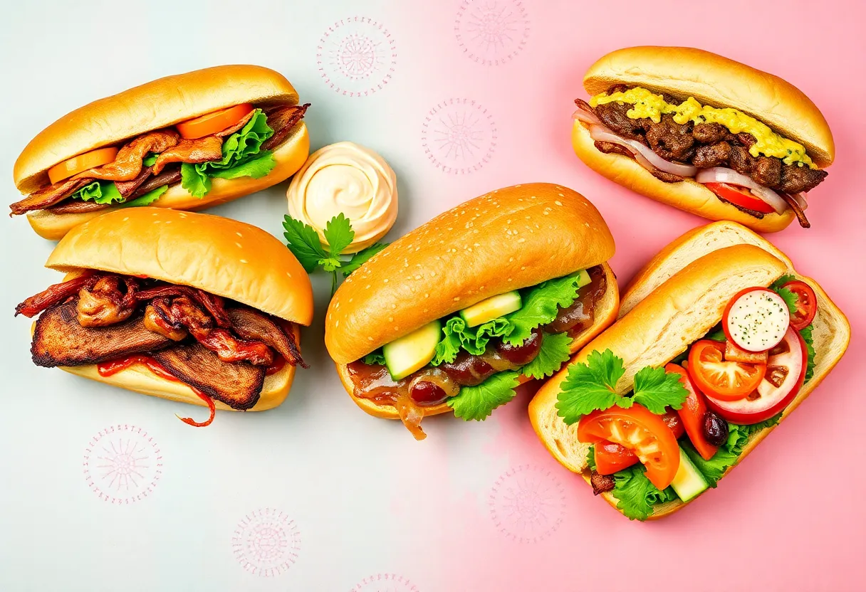 A display of mouthwatering sandwiches from Las Vegas sandwich shops.