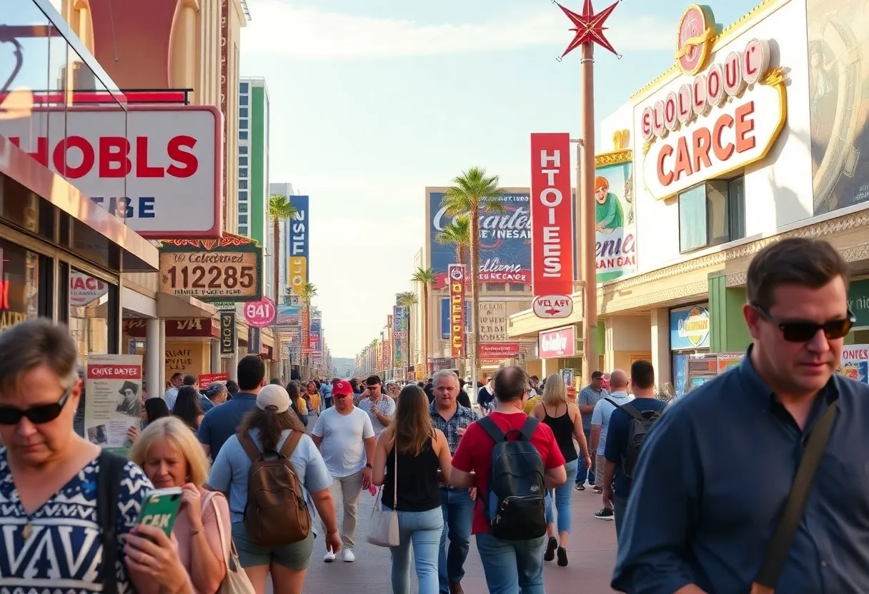 Tourists on the Las Vegas Strip amidst rising costs