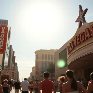 Las Vegas Strip under intense summer sun