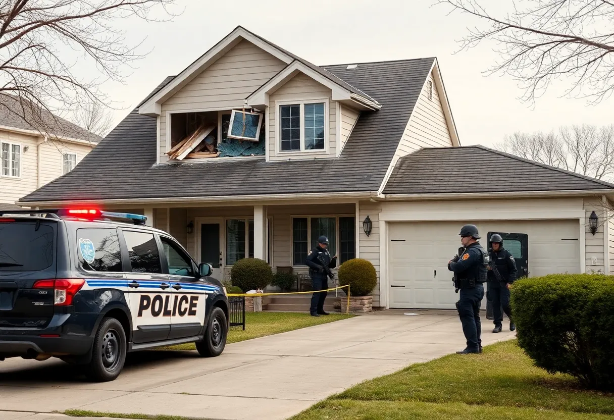 Damage to a Las Vegas home after a SWAT raid