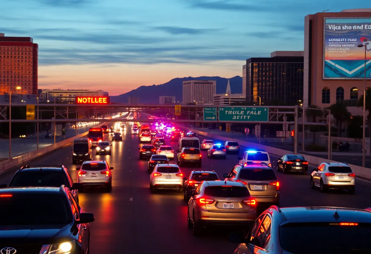 Traffic congestion on I-15 in Las Vegas due to police activity