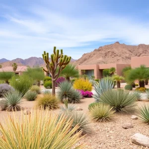 Desert landscape in Las Vegas demonstrating water conservation techniques