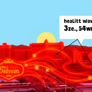 Las Vegas skyline during a heat wave