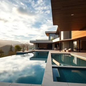 Luxurious modern home with mountain views and infinity pool