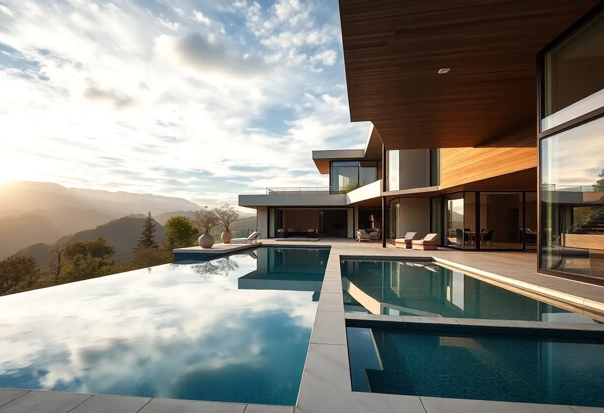Luxurious modern home with mountain views and infinity pool