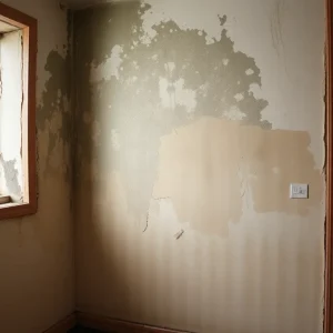 Moldy wall in a damaged apartment showing health hazards