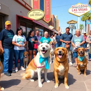 Dogs enjoying treats and activities in Las Vegas for National Dog Day