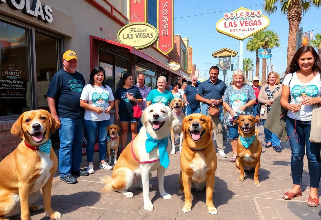Dogs enjoying treats and activities in Las Vegas for National Dog Day