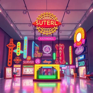 Conceptual image of the Neon Museum's new location with historic neon signs.