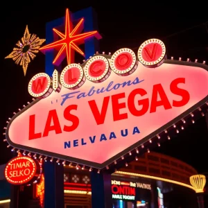 Colorful neon signs representing Las Vegas culture