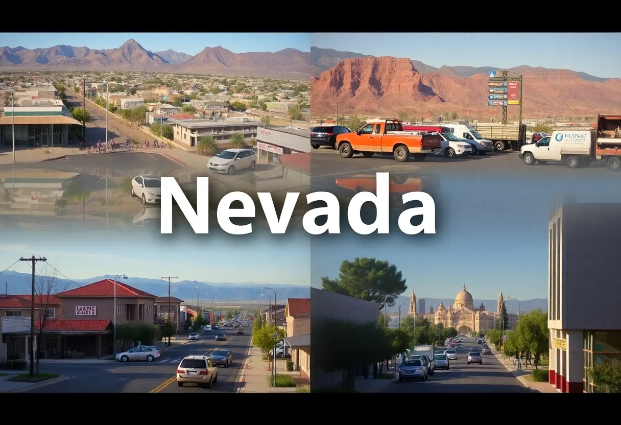 A collage depicting the diverse lifestyle and challenges of living in Nevada.