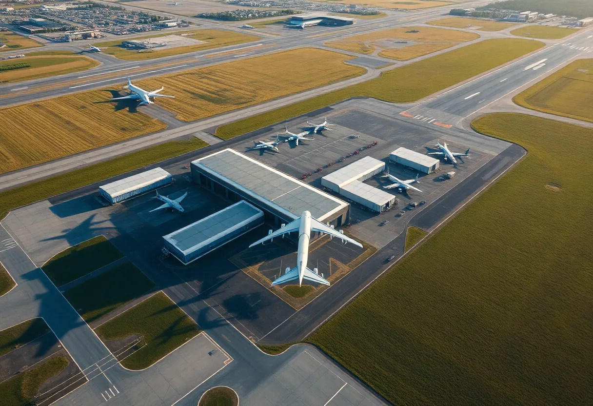 Aerial view of North Las Vegas Airport highlighting expansion efforts.