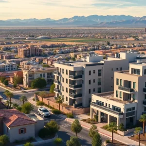 Modern condominiums in North Las Vegas highlighting affordability