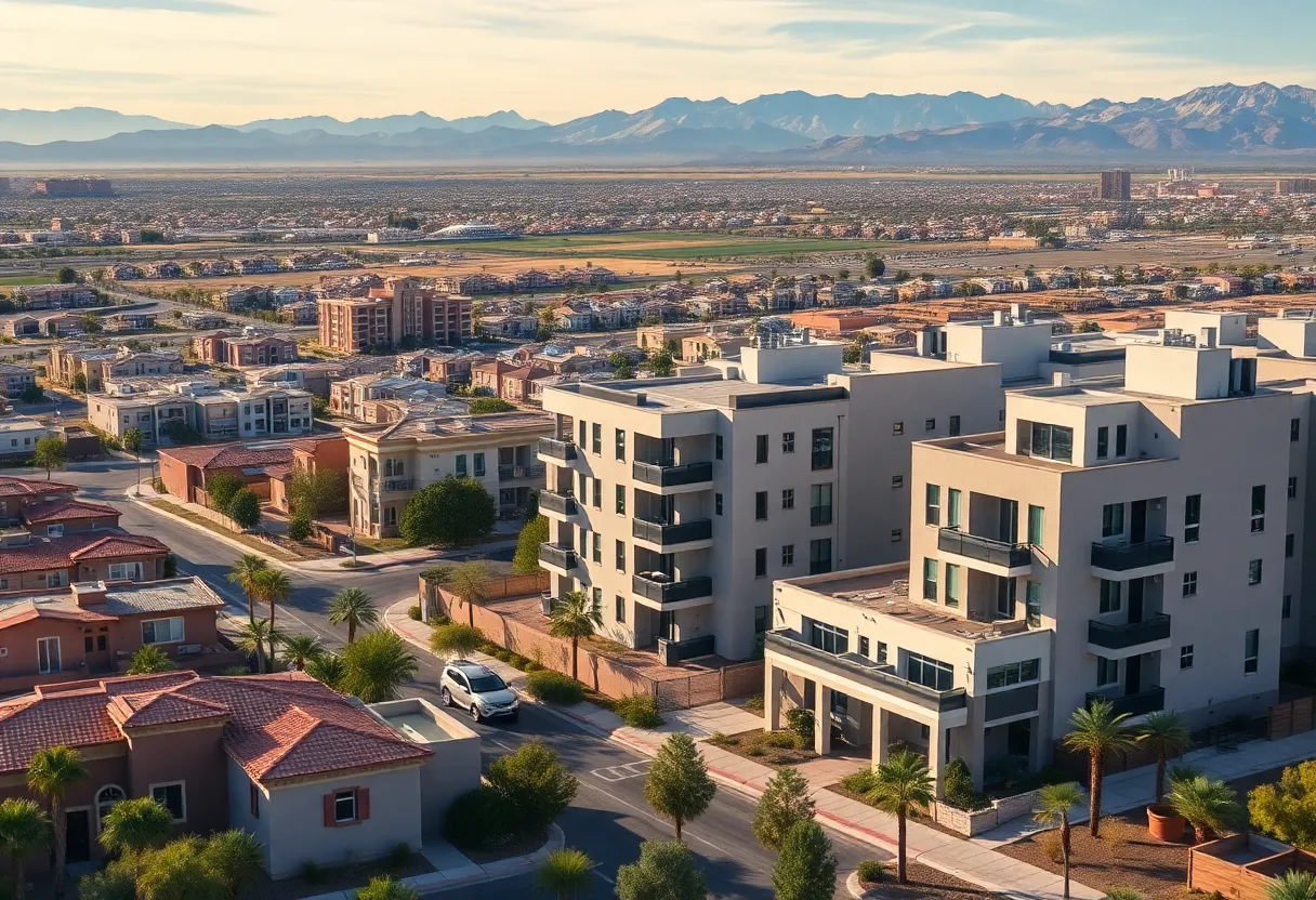 Modern condominiums in North Las Vegas highlighting affordability