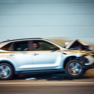 Scene of a high-speed crash in North Las Vegas involving a silver SUV