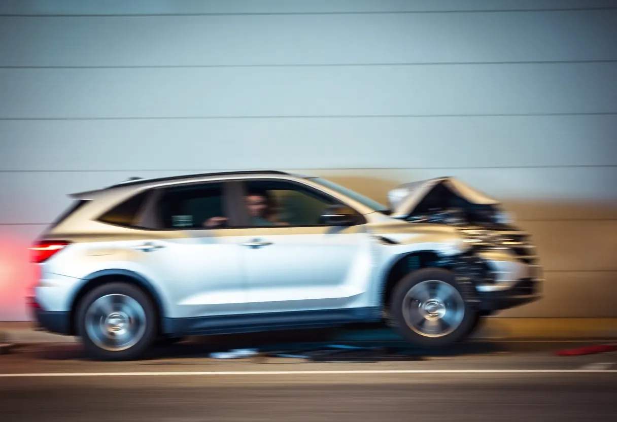 Scene of a high-speed crash in North Las Vegas involving a silver SUV