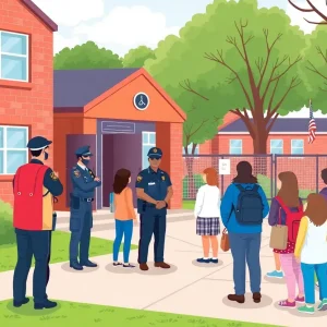 Police securing a school during lockdown in North Las Vegas